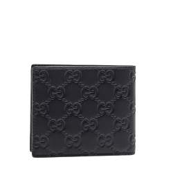 Gucci Black Guccissima Leather GG Signature Bifold Wallet