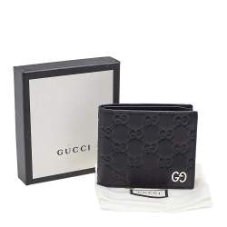Gucci Black Guccissima Leather GG Signature Bifold Wallet
