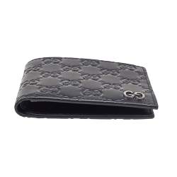 Gucci Black Guccissima Leather GG Signature Bifold Wallet