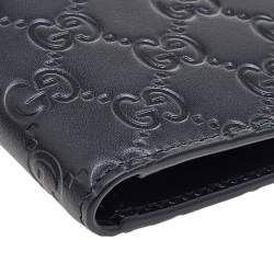Gucci Black Guccissima Leather GG Signature Bifold Wallet
