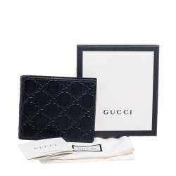Pre Owned Gucci Black Guccissima Leather Bifold Wallet