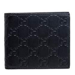 Pre Owned Gucci Black Guccissima Leather Bifold Wallet