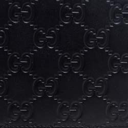 Pre Owned Gucci Black Guccissima Leather Bifold Wallet
