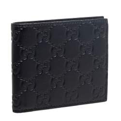 Pre Owned Gucci Black Guccissima Leather Bifold Wallet