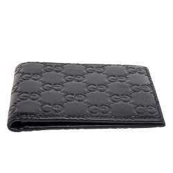 Pre Owned Gucci Black Guccissima Leather Bifold Wallet