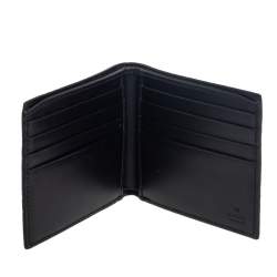 Pre Owned Gucci Black Guccissima Leather Bifold Wallet