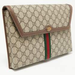 Gucci Beige/Brown GG Supreme Canvas and Leather Ophidia Pouch