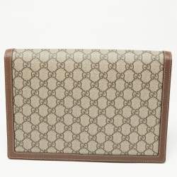 Gucci Beige/Brown GG Supreme Canvas and Leather Ophidia Pouch