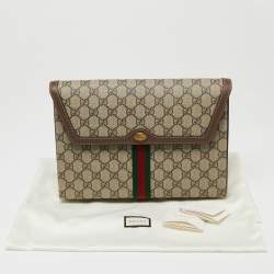 Gucci Beige/Brown GG Supreme Canvas and Leather Ophidia Pouch