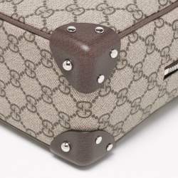 Pre Owned Gucci Brown/Beige GG Supreme Canvas and Leather Square Messenger Bag