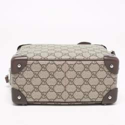 Pre Owned Gucci Brown/Beige GG Supreme Canvas and Leather Square Messenger Bag