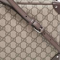 Pre Owned Gucci Brown/Beige GG Supreme Canvas and Leather Square Messenger Bag
