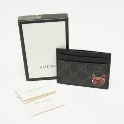 Gucci Grey/Black GG Supreme Canvas and Leather Wolf Card Holder