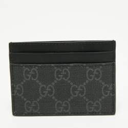 Gucci Grey/Black GG Supreme Canvas and Leather Wolf Card Holder