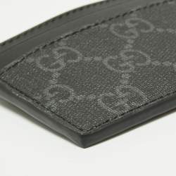 Gucci Grey/Black GG Supreme Canvas and Leather Wolf Card Holder