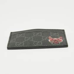 Gucci Grey/Black GG Supreme Canvas and Leather Wolf Card Holder