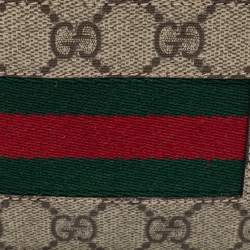 Pre Owned Gucci Beige GG Supreme Canvas Web Bifold Wallet 