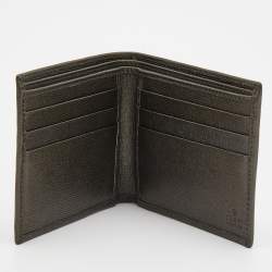 Pre Owned Gucci Olive Green Leather Interlocking G Bifold wallet
