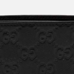 Pre Owned Gucci Black Guccissima Leather Web Bifold Wallet