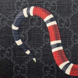 Pre Owned Gucci Black GG Supreme Canvas Kingsnake Bifold Wallet