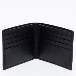 Pre Owned Gucci Black GG Supreme Canvas Kingsnake Bifold Wallet