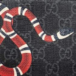 Pre Owned Gucci Black GG Supreme Canvas Kingsnake Bifold Wallet