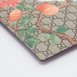 Gucci Beige/Red GG Supreme Canvas And Leather Large Tian Zip Pouch