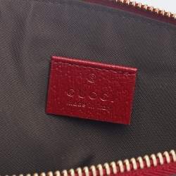 Gucci Beige/Red GG Supreme Canvas And Leather Large Tian Zip Pouch