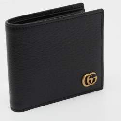 Gucci Black Pebbled Leather GG Marmont Bi-Fold Wallet