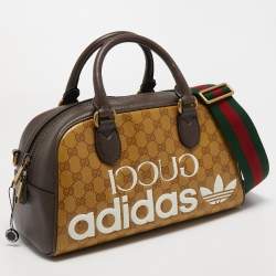 Gucci x Adidas Beige/Brown GG Crystal Canvas and Leather Mini Duffle Bag
