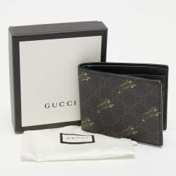 Gucci Black GG Supreme Canvas Tiger Print Bifold Wallet