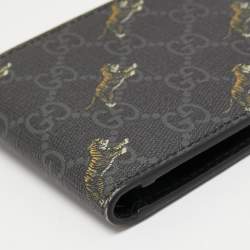 Gucci Black GG Supreme Canvas Tiger Print Bifold Wallet