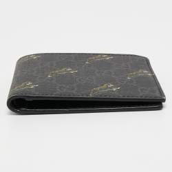 Gucci Black GG Supreme Canvas Tiger Print Bifold Wallet