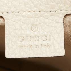 Gucci Off White Logo Print Leather Messenger Bag