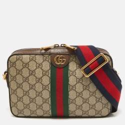 Gucci Beige/Brown GG Supreme Canvas and Leather Ophidia Duffel Bag
