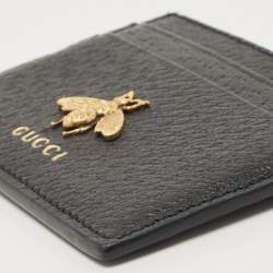 Gucci Black Leather Animalier Card Holder