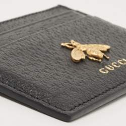 Gucci Black Leather Animalier Card Holder