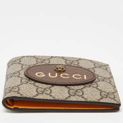 Gucci Beige GG Supreme Canvas and Leather Bifold Wallet