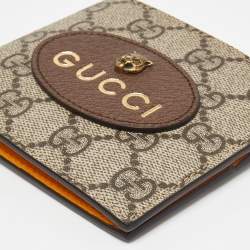 Gucci Beige GG Supreme Canvas and Leather Bifold Wallet