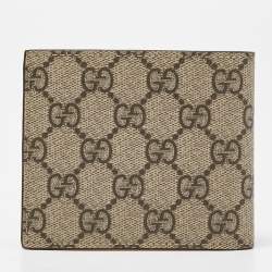 Gucci Beige GG Supreme Canvas and Leather Bifold Wallet