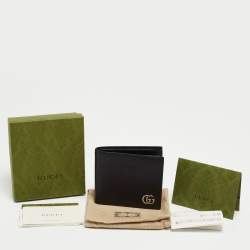 Pre Owned Gucci Black Leather GG Marmont Bifold Wallet