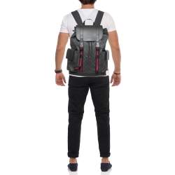 Gucci Black GG Supreme Canvas and Leather Web Backpack