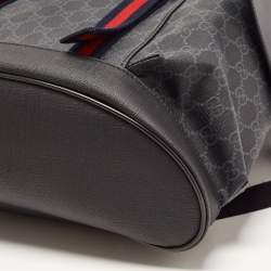 Gucci Black GG Supreme Canvas and Leather Web Backpack