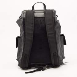 Gucci Black GG Supreme Canvas and Leather Web Backpack