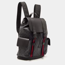 Gucci Black GG Supreme Canvas and Leather Web Backpack