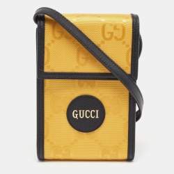 Gucci Yellow/Black GG Nylon and Leather Mini Off The Grid Crossbody Bag
