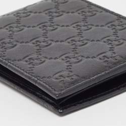 Pre Owned Gucci Black Guccissima Leather Bifold Wallet