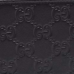 Pre Owned Gucci Black Guccissima Leather Bifold Wallet