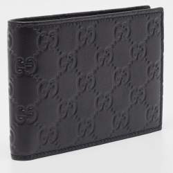 Pre Owned Gucci Black Guccissima Leather Bifold Wallet