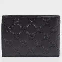 Pre Owned Gucci Black Guccissima Leather Bifold Wallet